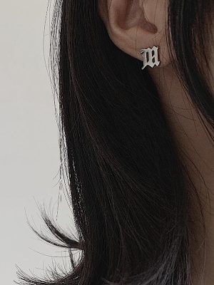 Silver Letter Stud Earrings