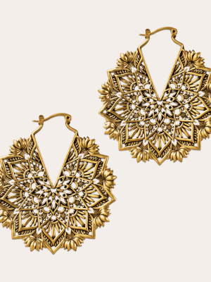 Gold Retro Flower Earrings