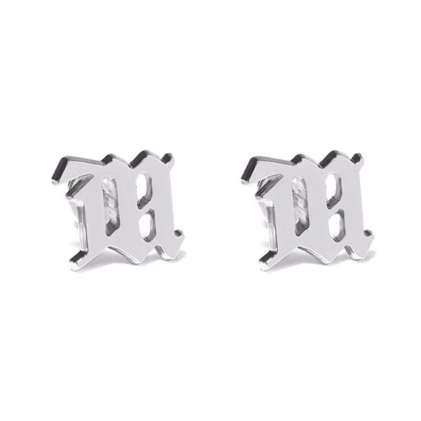 Silver Letter Stud Earrings