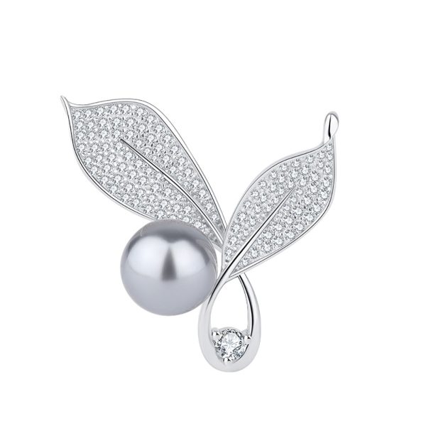 New Silver Pearl Brooch