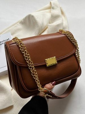 Brown Buckle Shoulder Bag