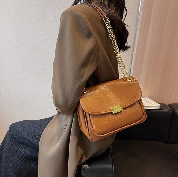 Brown Buckle Shoulder Bag