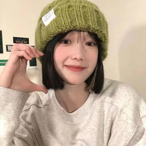 Autumn and Winter Fashion Blogger-Recommended Dual-Tone Knit Woolen Hat