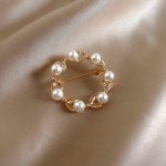 Round Pearl and Diamond Letter Brooch