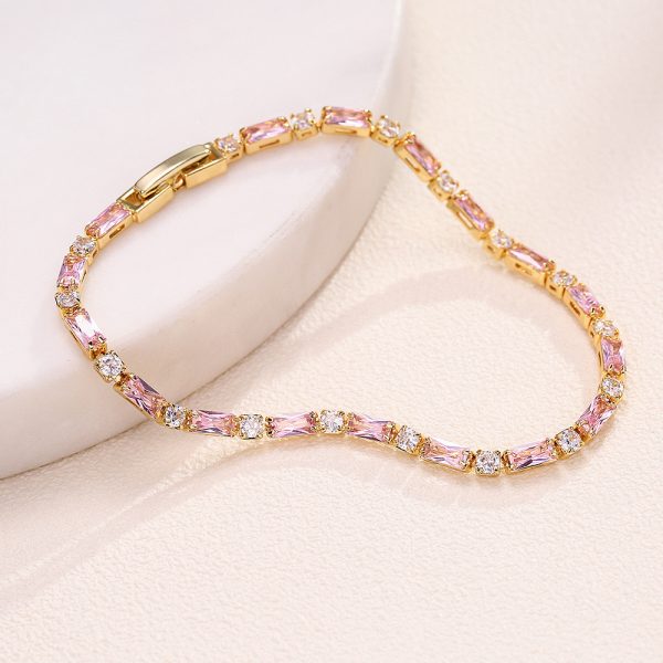 Gold and pink chain bracelet