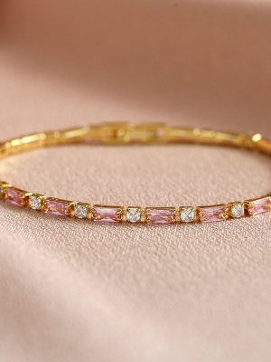 Gold and pink chain bracelet