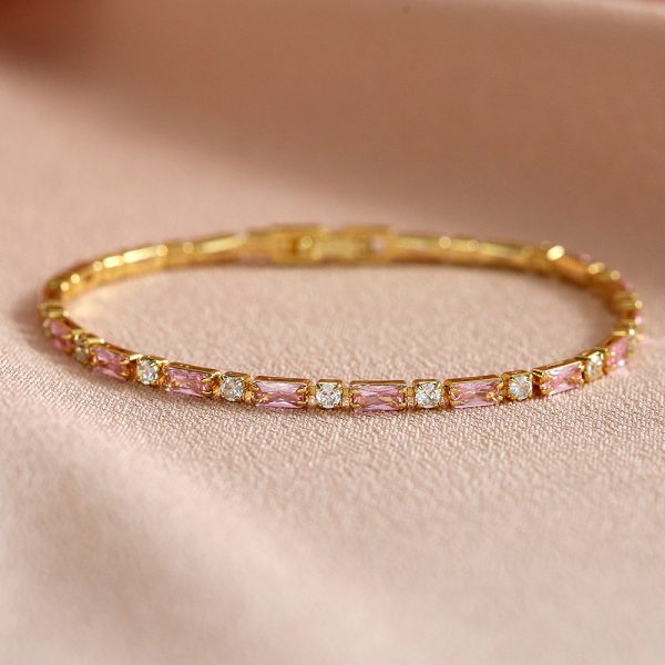 Gold and pink chain bracelet