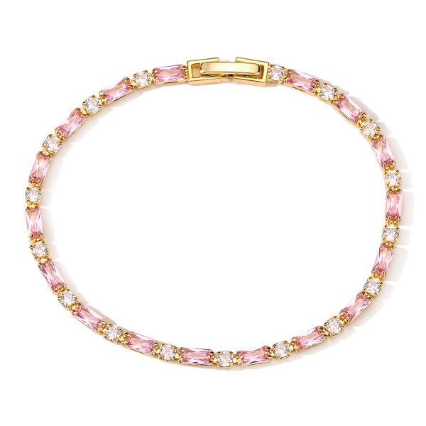 Gold and pink chain bracelet