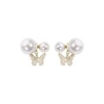 Butterfly pearl pendant earrings