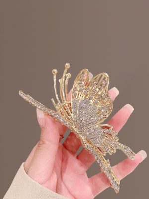 Butterfly pearl diamond hairpin