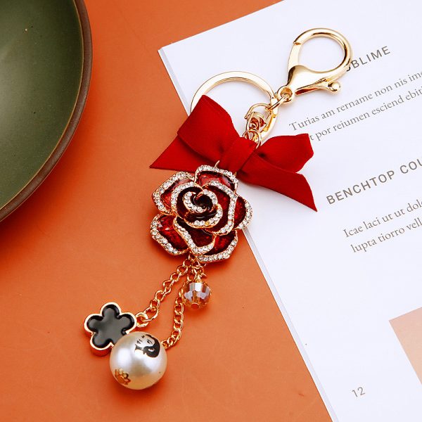 Camellia diamond keychain