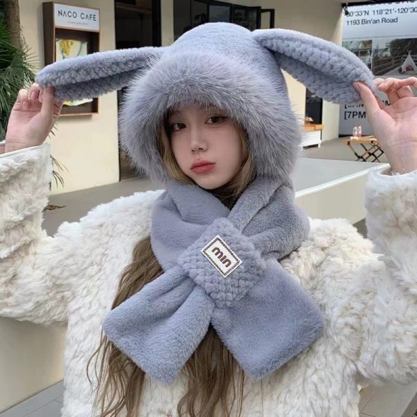 Autumn and winter fashion bloggers recommend soft, comfortable and elastic knitted hat + scarf set