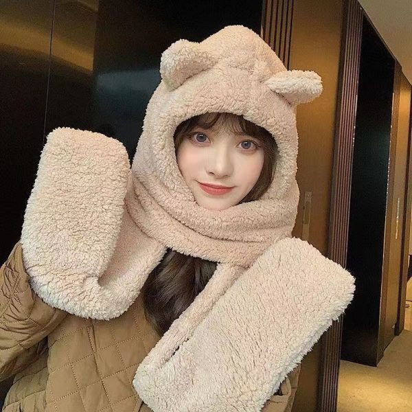 Autumn and winter fashion bloggers recommend soft, comfortable and elastic knitted hat + scarf set