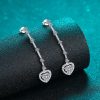 Gold Heart Diamond Tassel Earrings