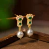 Gold pendant diamond earrings