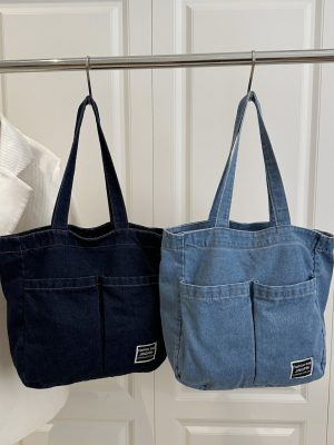 Embossed Denim Bucket Bag 17*18cm