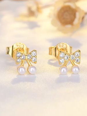 Gold Letter Pearl Pendant Clip-On Earrings