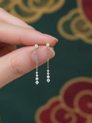 Tasseled Gemstone Stud Earrings